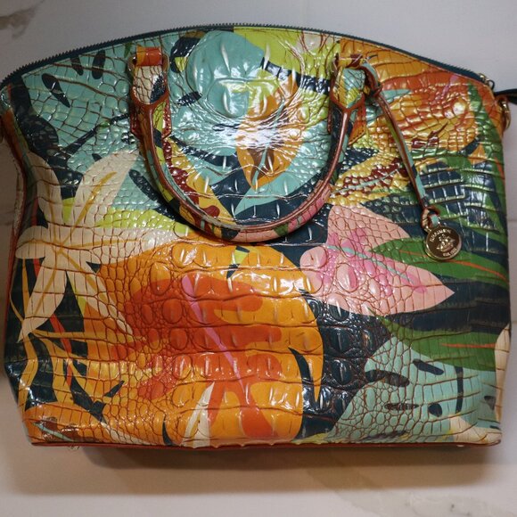 Brahmin Large Duxbury Retro Jungle Melbourne satchel with shoulder strap EUC - Picture 5 of 11